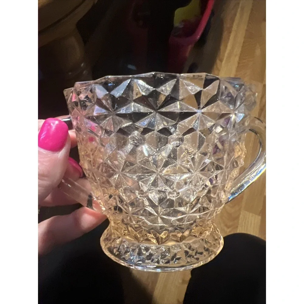 vintage pink depression glass double handle open‎ sugar bowl